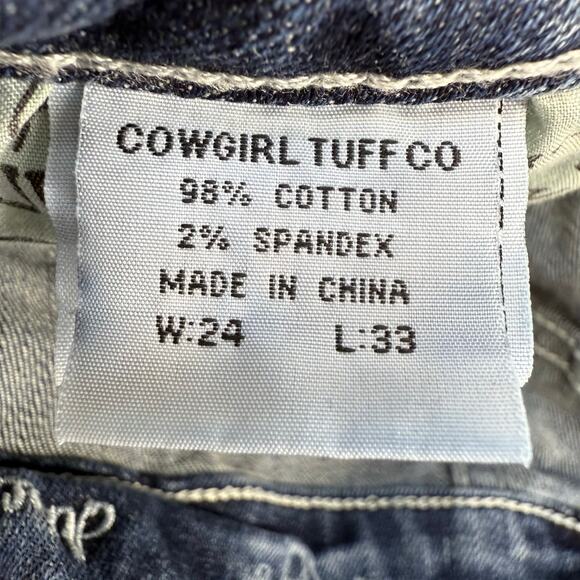 Cowgirl Tuff Jeans Women's 24x33 (0) Blue Aztec Mustang Boot Cut Embroidered - Picture 8 of 16